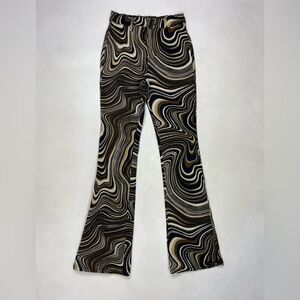 Motel Zoven Flare Trouser In 70's Ripple Pants Women XS Brown